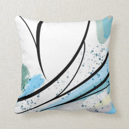 Splatter Blue White-lijn Kussen