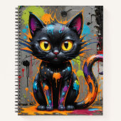 Splatter Cat Black Rainbow Bullet Line Notitieboek (Voorkant)