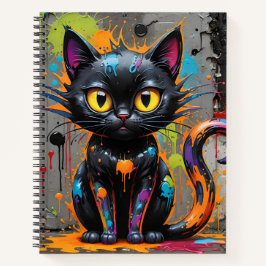 Splatter Cat Black Rainbow Bullet Line Notitieboek