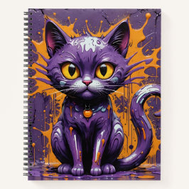 Splatter Cat Oranje/Paarse Bullet Line Notitieboek