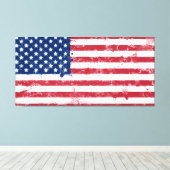 Splatter geschilderd Amerikaanse vlag Canvas Afdruk (Insitu (Houten vloer))