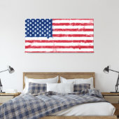 Splatter geschilderd Amerikaanse vlag Canvas Afdruk (Insitu (Slaapkamer))
