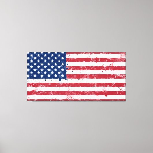 Splatter geschilderd Amerikaanse vlag Canvas Afdruk (Voorkant)