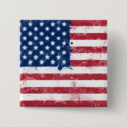 Splatter geschilderd Amerikaanse vlag Vierkante Button 5,1 Cm (Voorkant)