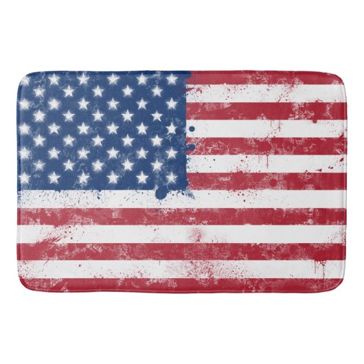 Splatter geschilderde Amerikaanse vlag Badmat (Voorkant)
