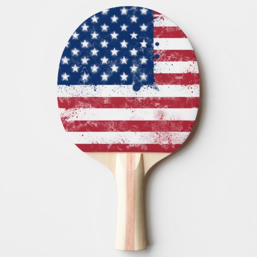 Splatter geschilderde Amerikaanse vlag Tafeltennisbatje (Voorkant)