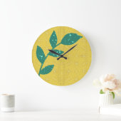 Splatter Groen Blad op Gele Bloemen Wandklok (Huis)