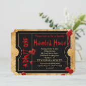 Splatter Haunted House Party Ticket Kaart (Staand voorkant)