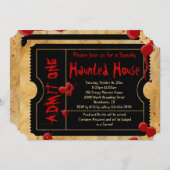 Splatter Haunted House Party Ticket Kaart (Voorkant / Achterkant)