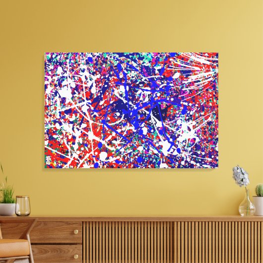 Splatter Kungpow Stretched Canvas Afdrukken (Insitu (Woonkamer))