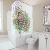 Splatter Mardi Gras collage Douchegordijn (In situ)