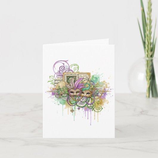 Splatter Mardi Gras collage Feestdagen Kaart (Voorkant)