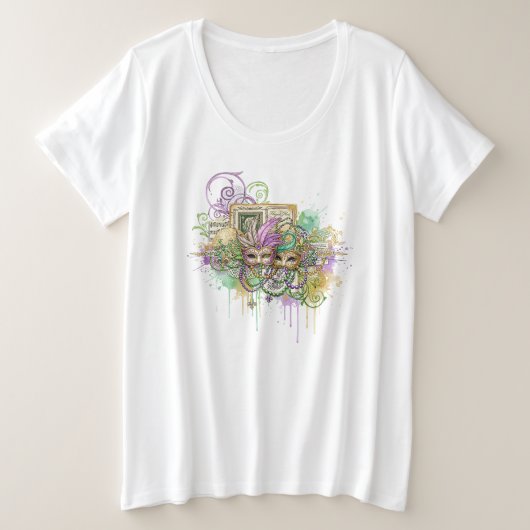 Splatter Mardi Gras collage Grote Maat T-shirt (Design voorkant)