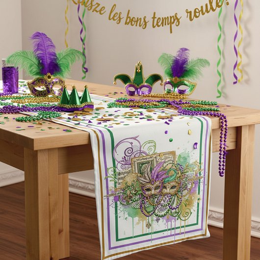 Splatter Mardi Gras collage Medium Tafelloper