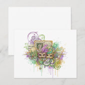 Splatter Mardi Gras collage Notitiekaartje (Voorkant / Achterkant)