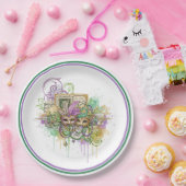 Splatter Mardi Gras collage Papieren Bordje (Feest)