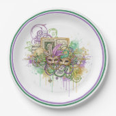 Splatter Mardi Gras collage Papieren Bordje (Voorkant)