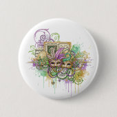 Splatter Mardi Gras collage Ronde Button 5,7 Cm (Voorkant)