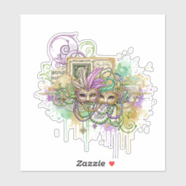 Splatter Mardi Gras collage Sticker