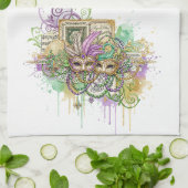 Splatter Mardi Gras collage Theedoek (Gevouwen)