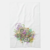 Splatter Mardi Gras collage Theedoek (Verticaal)