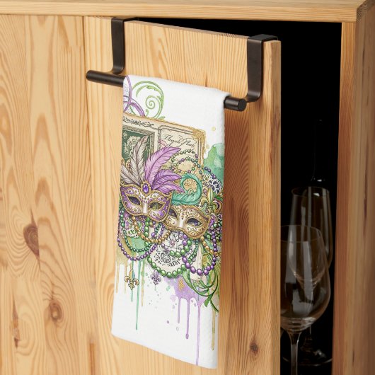 Splatter Mardi Gras collage Theedoek (Derde Gevouwen)