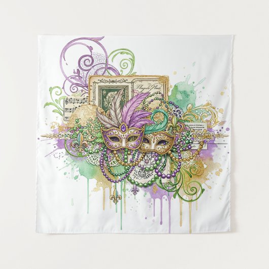 Splatter Mardi Gras collage Wandkleed (Voorkant)