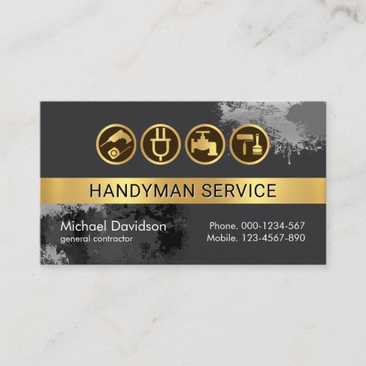 Splatter op grijze lagen verven visitekaartje (Voorkant)