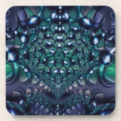 Splatter | Paarse en groene fractaalkunst Bier Onderzetter (Voorkant)