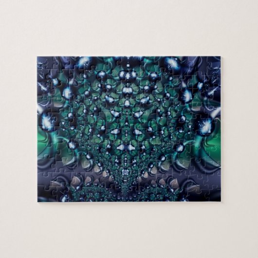Splatter | Paarse en groene fractaalkunst Legpuzzel (Horizontaal)