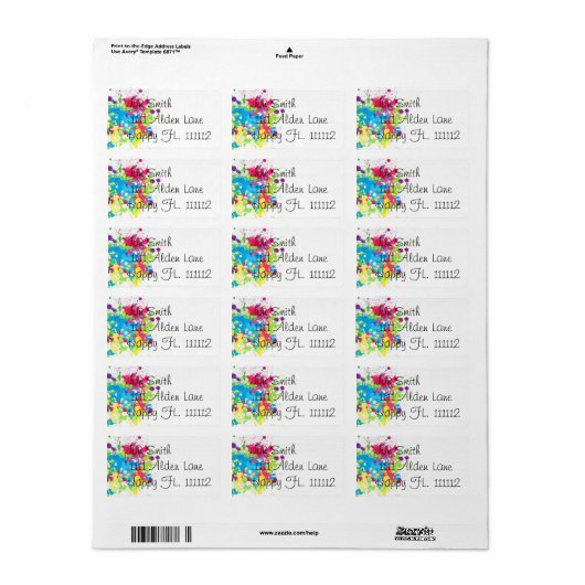 Splatter Paint Adreslabel Etiket (Full Sheet)