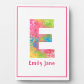 Splatter Paint Letter E Custom Nursery Tabletop Fotoplaat (voorkant)