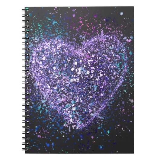Splatter Paint Paars Heart Notitieboek (Voorkant)