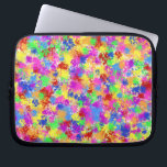 Splatter Paint Rainbow van Bright Color Background Laptop Sleeve<br><div class="desc">Dit heldere ontwerp heeft een regenboog van kleur die op het in een spleetverfstijl wordt gespetst. Herinnerend aan fauvistische en expressionistische kunst, wordt het patroon gemaakt in tinten van rood, geel, paars, groen en blauw. Het is een abstract, grillig ontwerp voor een kunstenaar of iedereen die een gedurfde kleur in...</div>