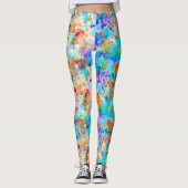 Splatter Paint Rainbow van Bright Color Background Leggings (Voorkant)