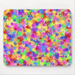 Splatter Paint Rainbow van Bright Color Background Muismat