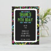 Splatter Paintball Verjaardag Uitnodiging (Staand voorkant)