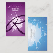 Splatter Script Monogram Paarse Visitekaartje (Voorkant / Achterkant)