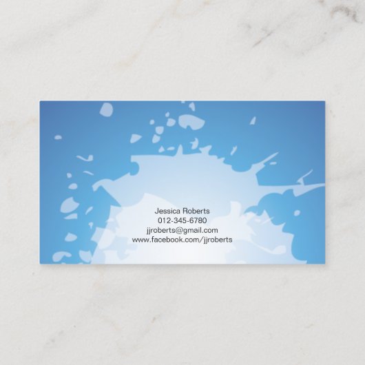 Splatter Script Monogram Paarse Visitekaartje (Achterkant)