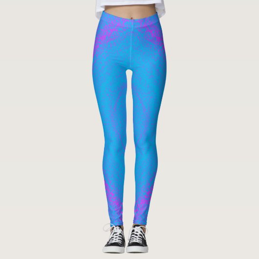 Splatter Square, Cyaan en Roze Leggings (Voorkant)