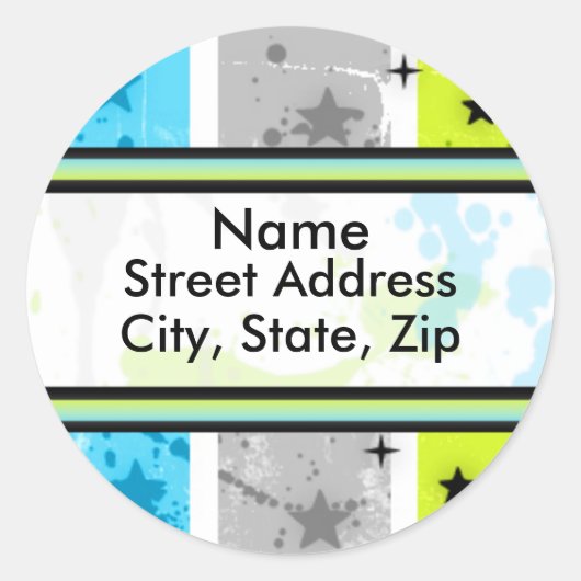 Splatter Star Ronde Sticker (Voorkant)