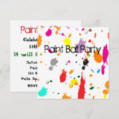 SPLATTER-uitnodiging van de Partij van de verf Kaart (Voorkant / Achterkant)