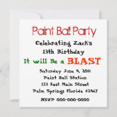 SPLATTER-uitnodiging van de Partij van de verf Kaart (Achterkant)