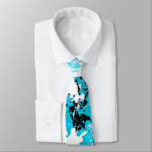 SPLATTER VAN BLAUW EN WITTE SCHIJF STROPDAS (Gebonden)