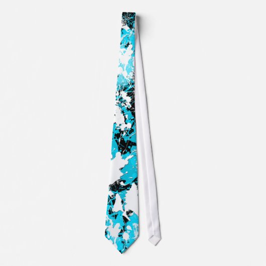 SPLATTER VAN BLAUW EN WITTE SCHIJF STROPDAS (Voorkant)