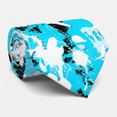 SPLATTER VAN BLAUW EN WITTE SCHIJF STROPDAS (Opgerold)