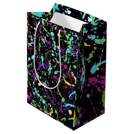 Splatter verf-kleurrijke medium cadeauzakje (Achterkant Gekanteld)