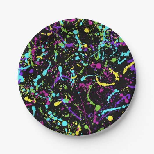 Splatter verf-kleurrijke papieren bordje (Voorkant)