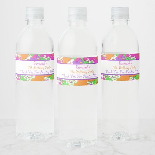 Splatter verf partij gepersonaliseerde waterfles etiket (Flessen)