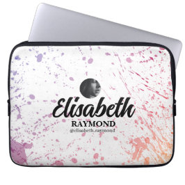 Splatter Waterverf foto en naam Laptop Sleeve